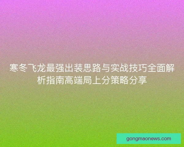 寒冬飞龙最强出装思路与实战技巧全面解析指南高端局上分策略分享